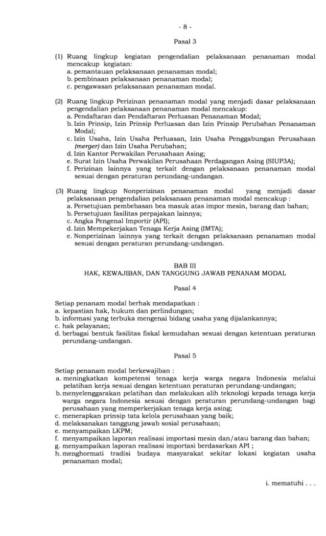 Pedoman Tata Cara Pengendalian Pelaksanaan Penanaman Modal