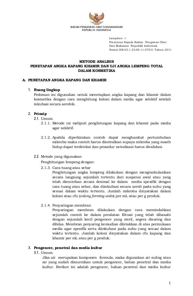 PERKA BPOM HK.03.1.23.08.11.07331 Tahun 2011 Metode 