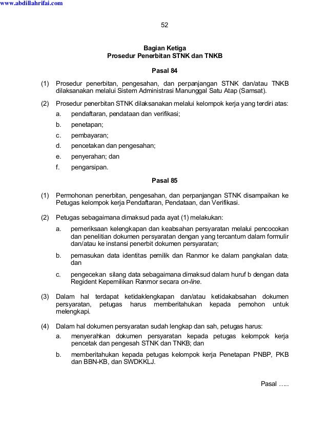 Perkap Nomor 5 Tahun 2012 Tentang Regident Kendaraan Bermotor