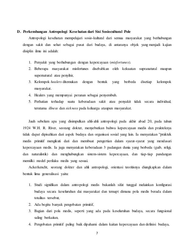 Perkembangan Antropologi Kesehatan