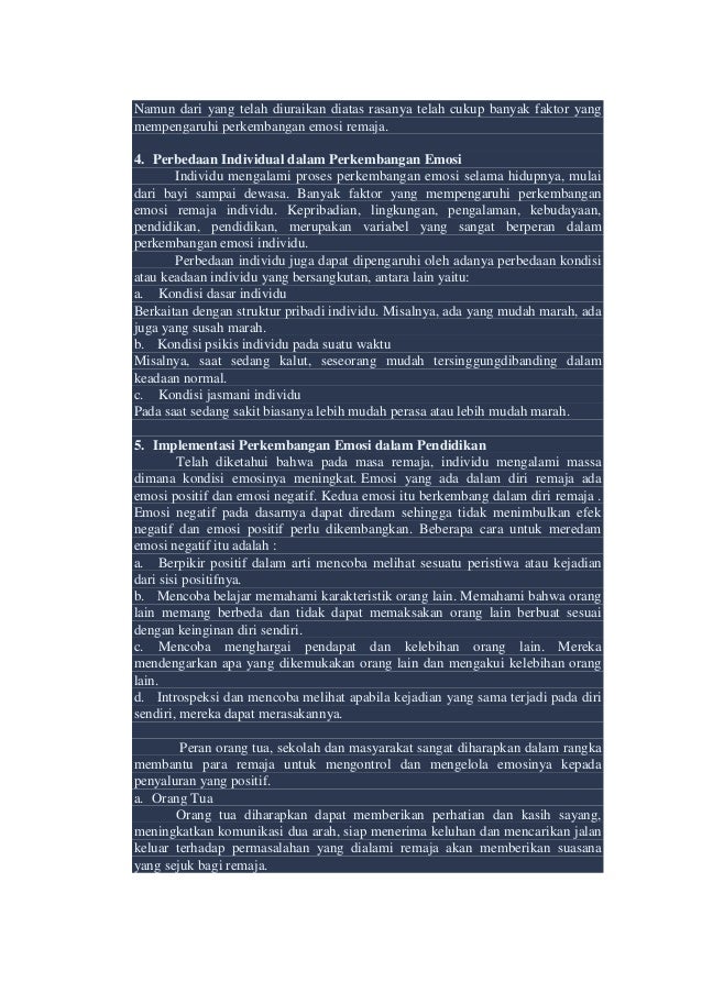 Perkembangan Emosi Remaja Perkembangan Emosi Remaja