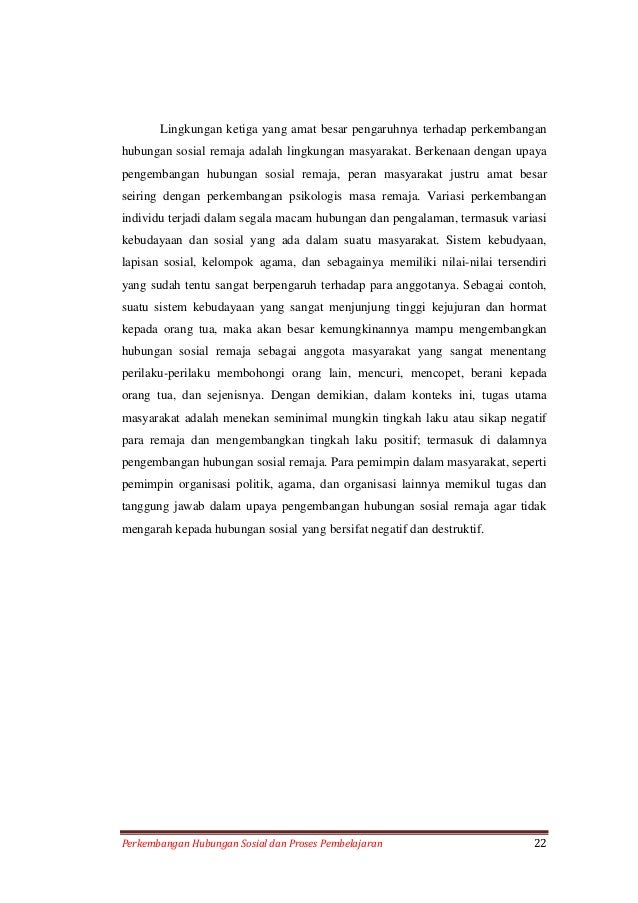 Perkembangan hubungan sosial d…