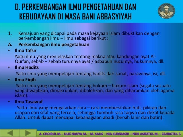 Perkembangan ilmu pengetahuan sampai masa abbasiyyah 2
