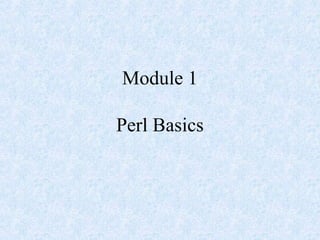 Module 1
Perl Basics
 