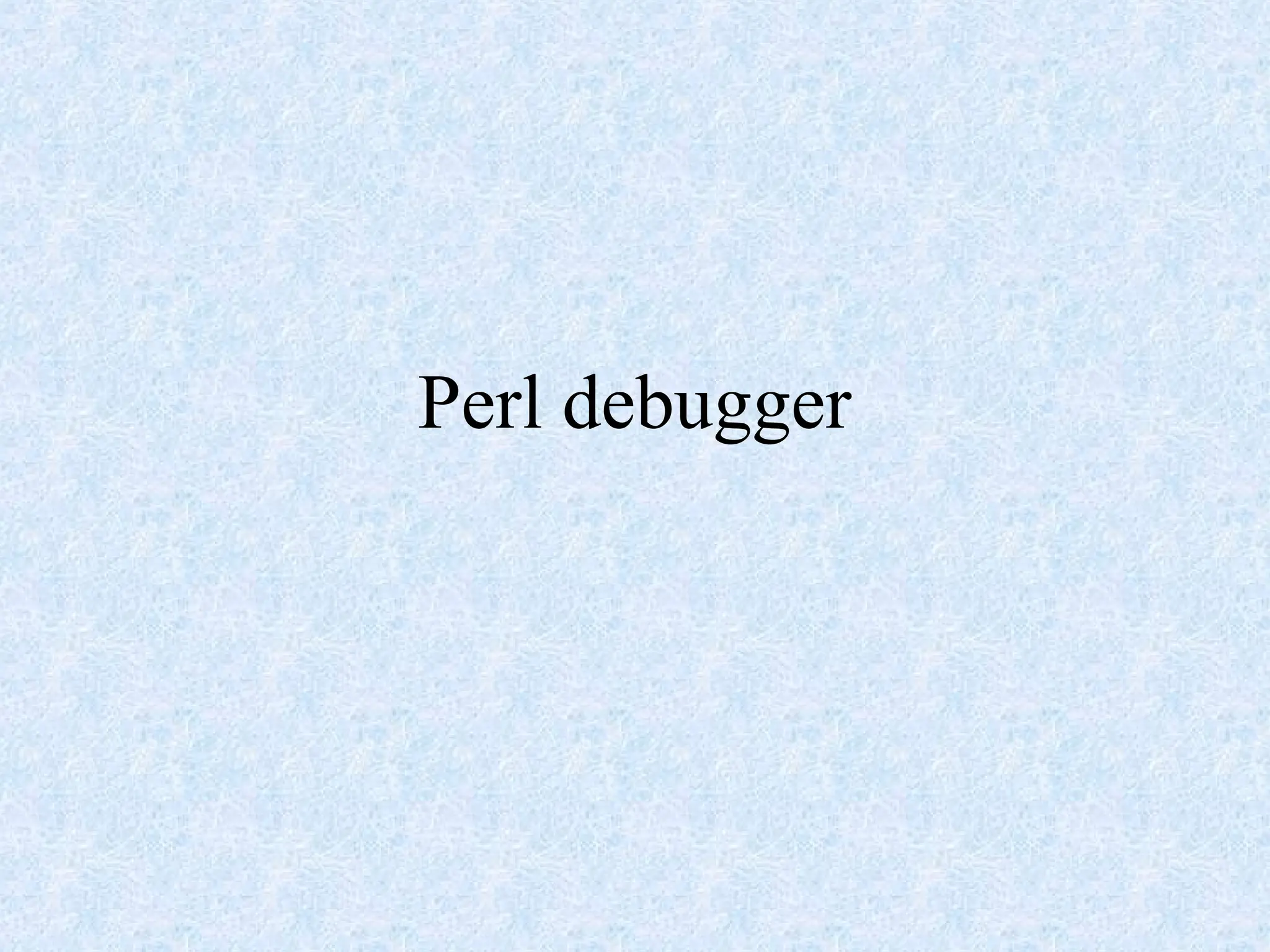 Perl debugger
 