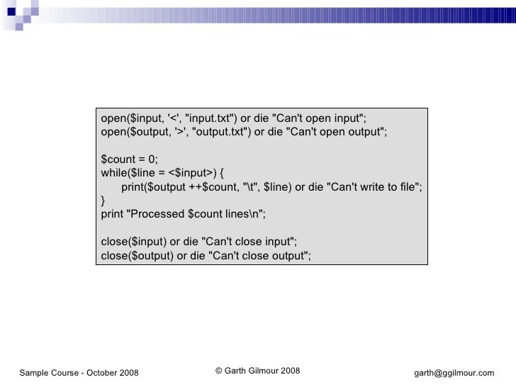 Perl Development (Sample Courseware)