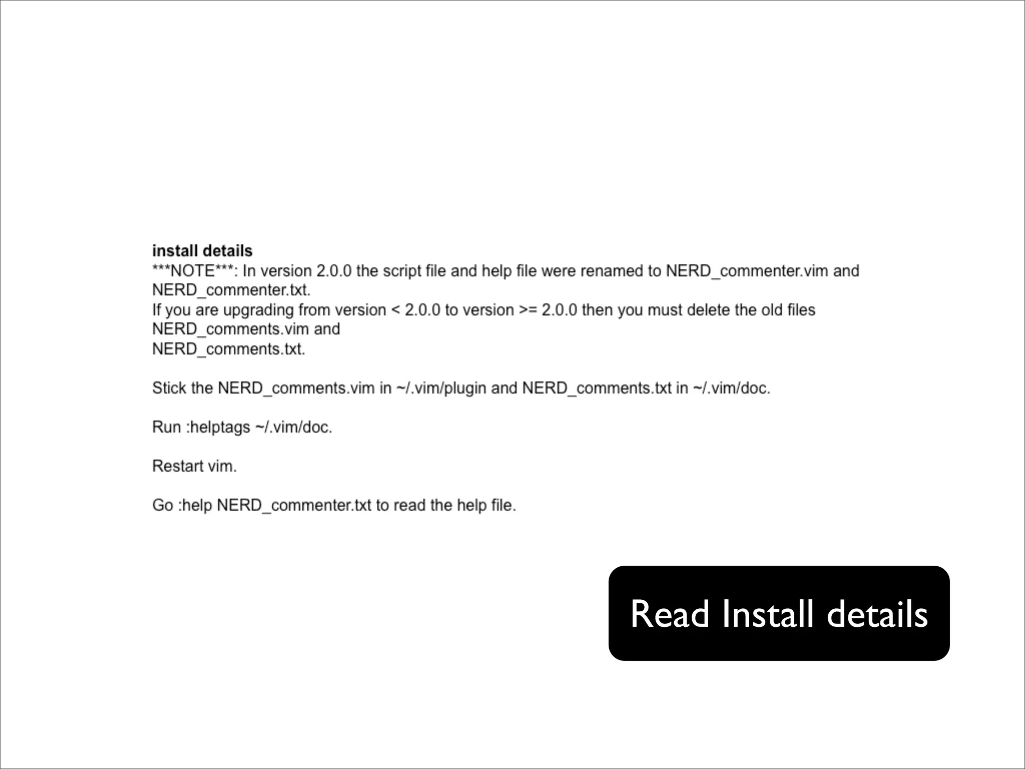 Read Install details 