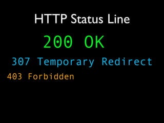 HTTP Status Line
      200 OK
307 Temporary Redirect
403 Forbidden
 