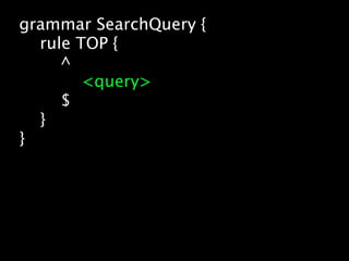 grammar SearchQuery {
  rule TOP {
     ^
        <query>
     $
  }
}
 