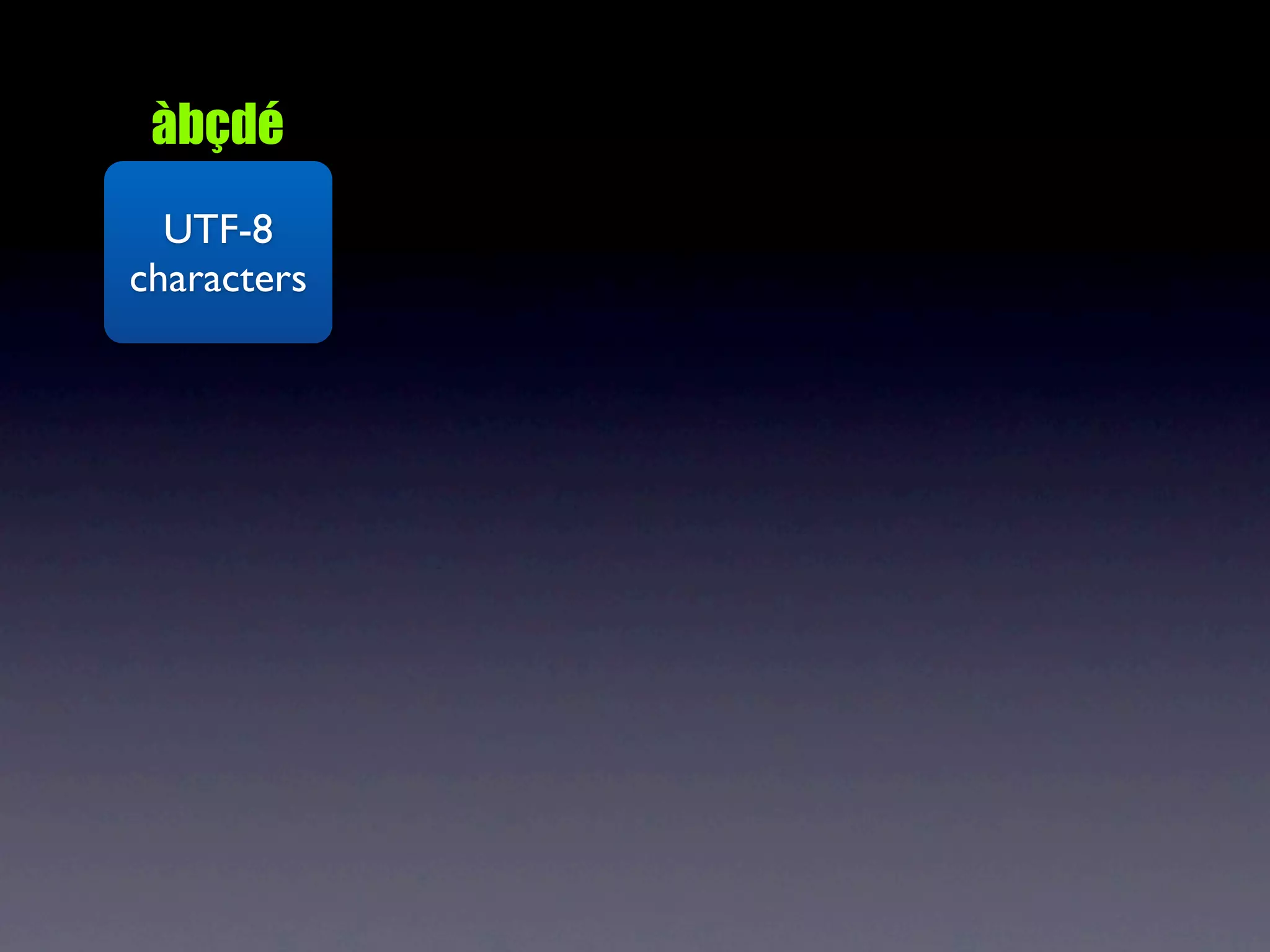 àbçdé
  UTF-8
characters
 