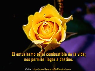 El entusiasmo es el combustible de la vida;  nos permite llegar a destino.  Visita:  http:// www.RenuevoDePlenitud.com 