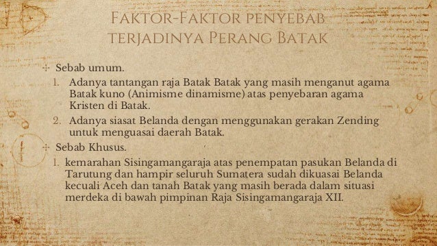 Sebab terjadinya perang batak