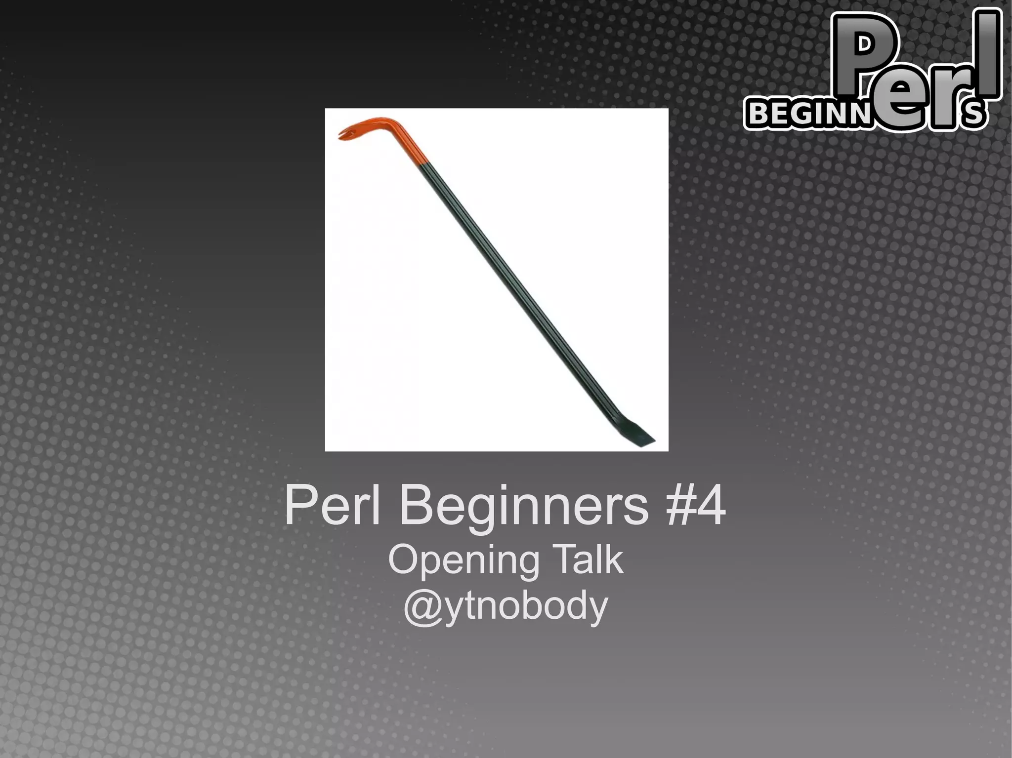 Perl Beginners #4
   Opening Talk
   @ytnobody
 