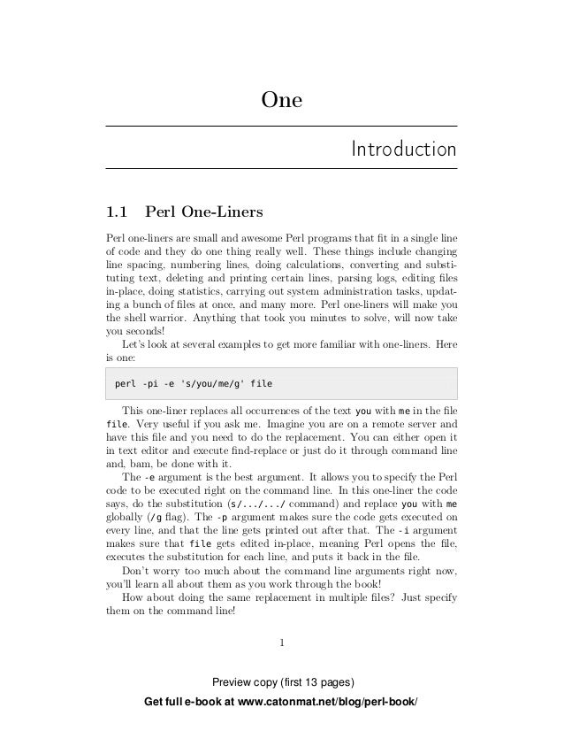 Perl One-Liners Explained (Preview Copy)