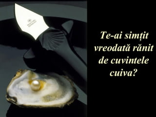 Te-ai simţit vreodată rănit de cuvintele cuiva ? 