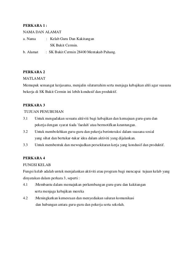 Perlembagaan Kelab Guru