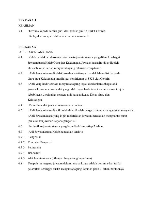 Perlembagaan Kelab Guru