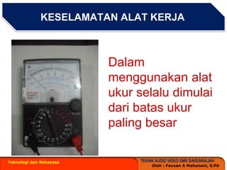 KESELAMATAN ALAT KERJATeknologi dan RekayasaDalammenggunakanalatukurselaludimulaidaribatasukur paling besar