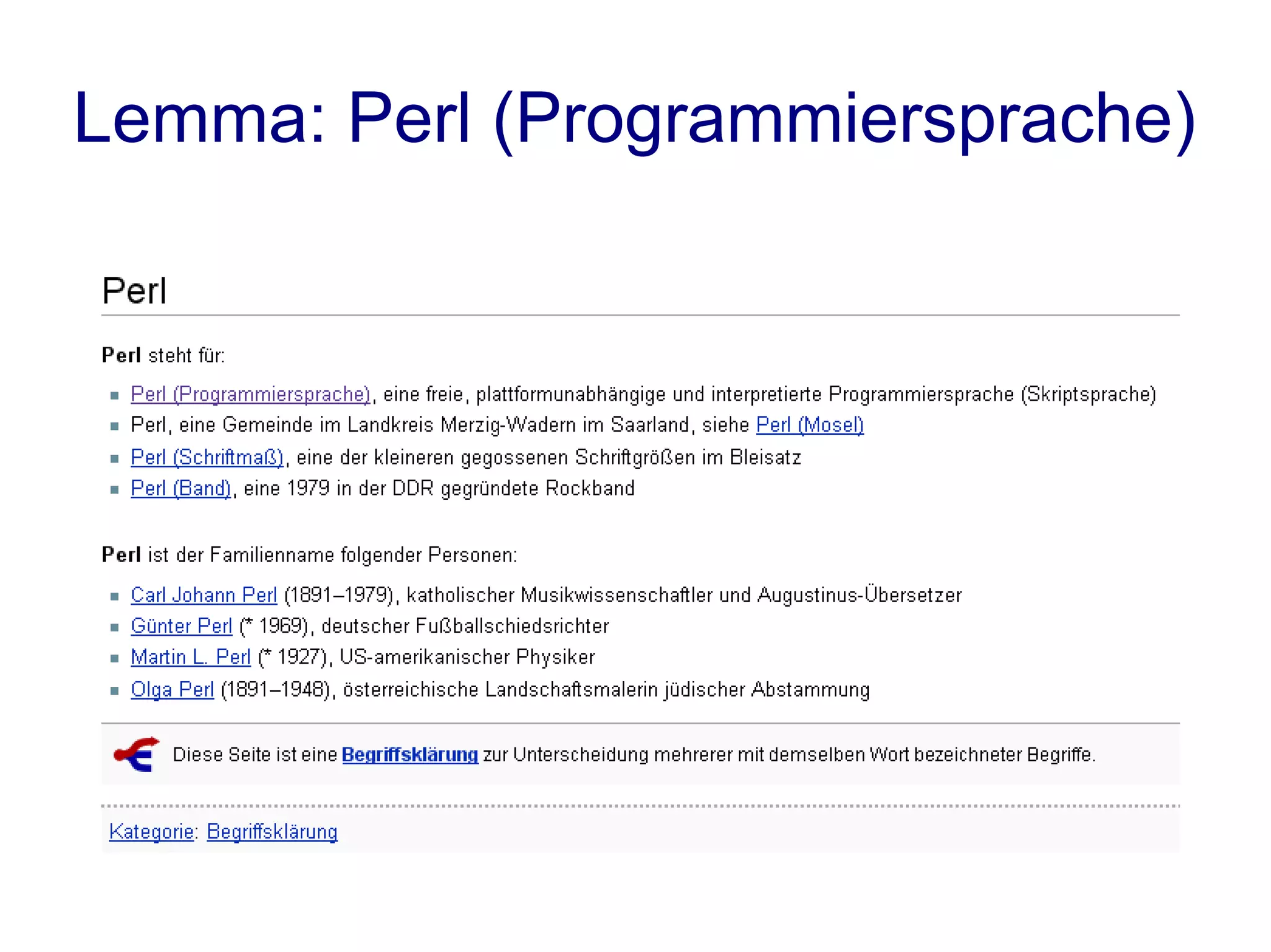 Lemma: Perl (Programmiersprache)
 