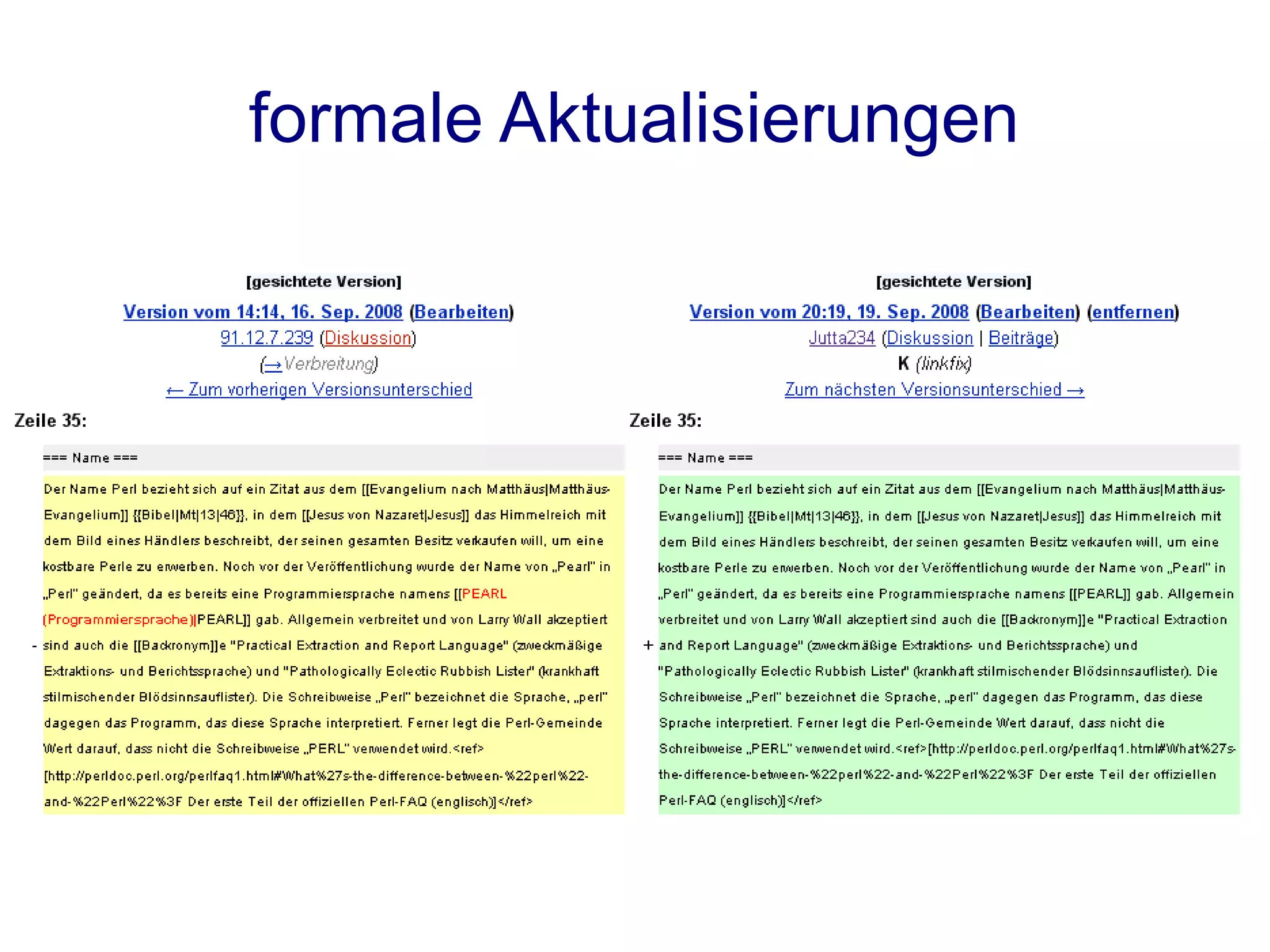 formale Aktualisierungen
 