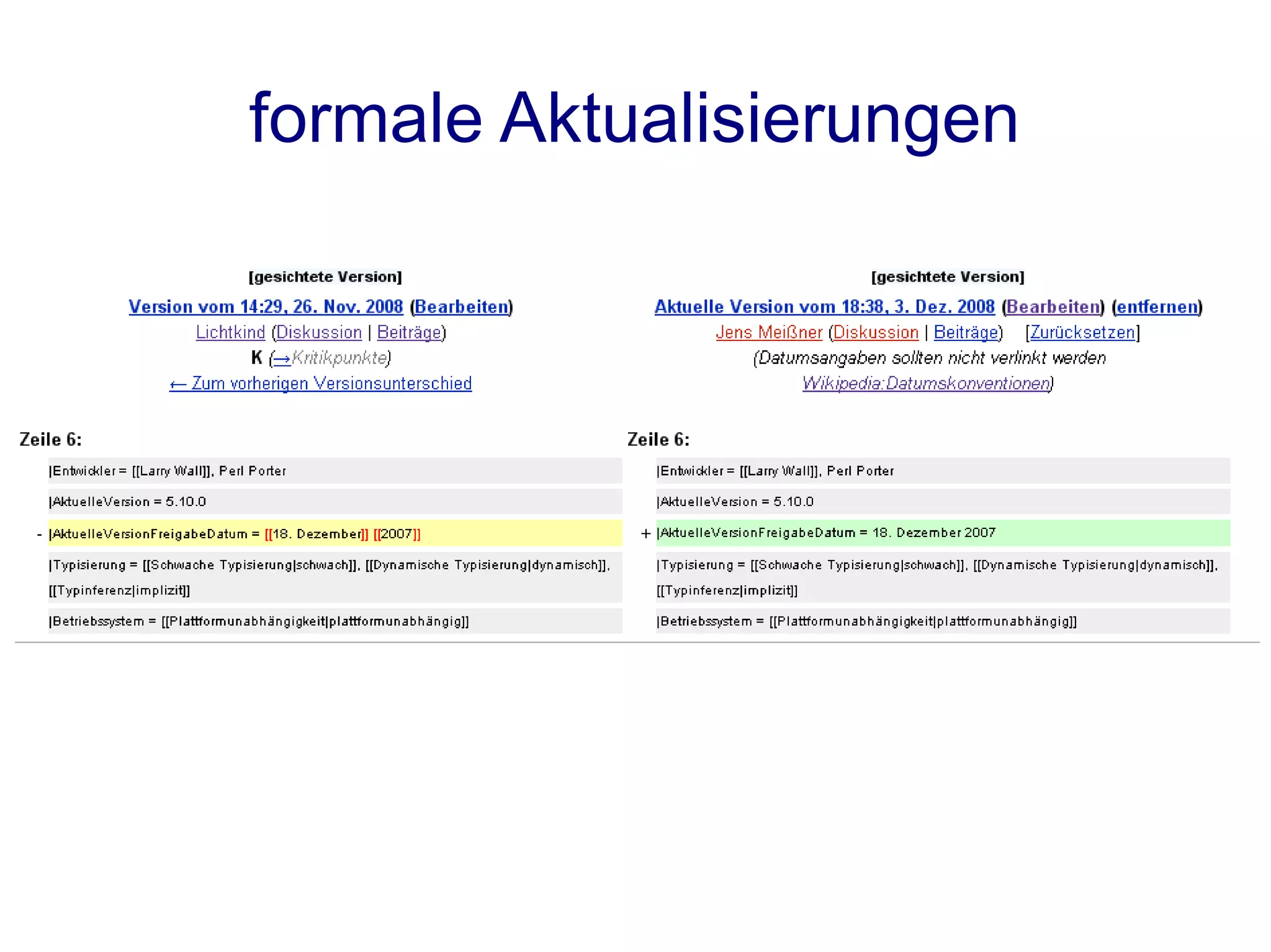 formale Aktualisierungen
 