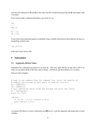 Complex Compacted Perl Code Perl intro | PDF