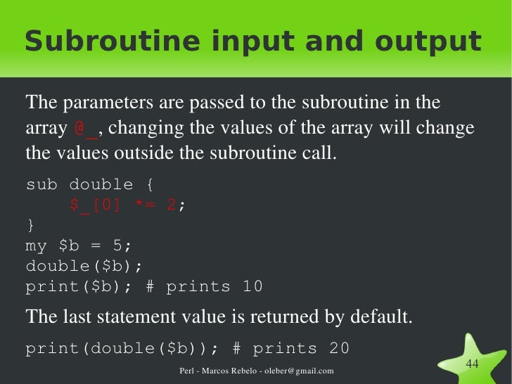 How to write subroutines in perl