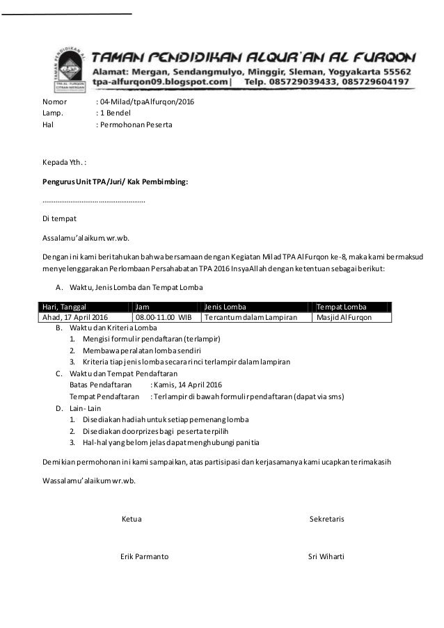 410 Koleksi Contoh Undangan Lomba Tpa Gratis Terbaru