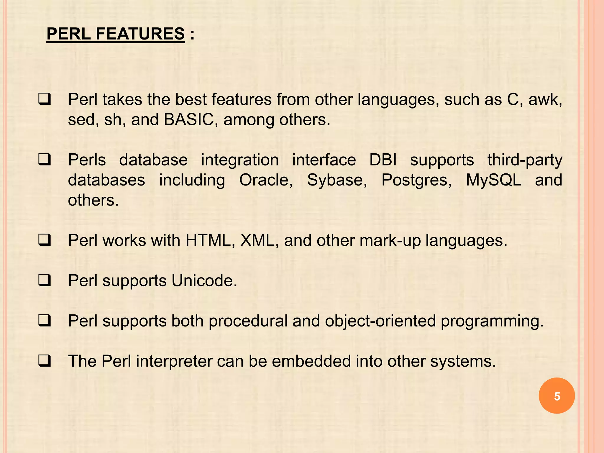 Complete Overview about PERL | PPT
