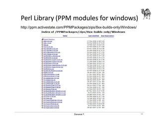 Danairat T.
Perl Library (PPM modules for windows)
http://ppm.activestate.com/PPMPackages/zips/8xx-builds-only/Windows/
16
 