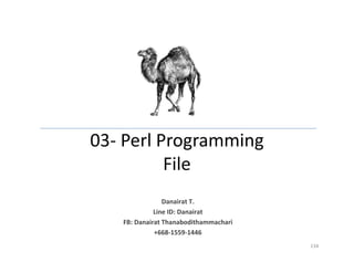 03- Perl Programming
File
134
Danairat T.
Line ID: Danairat
FB: Danairat Thanabodithammachari
+668-1559-1446
 