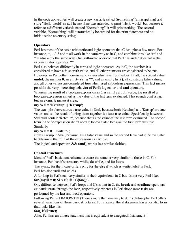 perl programmer resume