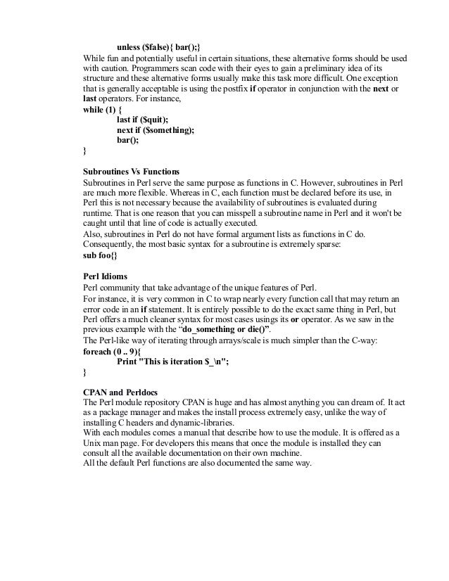 perl programmer resume