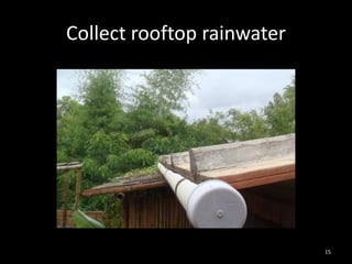 Collect rooftop rainwater




                            15
 