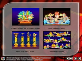 Sun Face Buddha and Moon Face Buddha Sister Goddess of Mercy 
Plead for Buddha Column Pass Lantern Picture 
 