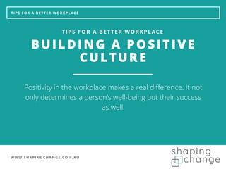 Building a positive culture in the workplace | PDF