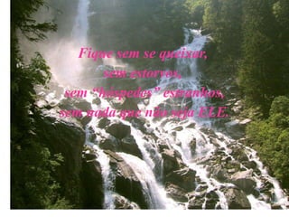 Fique sem se queixar,  sem estorvos,  sem “hóspedes” estranhos, sem nada que não seja ELE. 