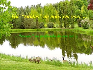 Há  “ruídos” de mais em você  ...   ... “escute” no profundo do seu ser ... 