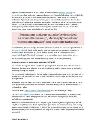 pigment, to create the illusion of hair strokes. The effects of both eyebrow tattooing and
microblading are long-lasting b...