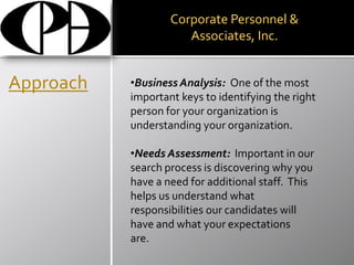 Our team offers more than 100 years of total experience in the staffing field.