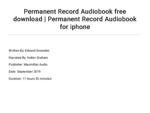 permanent record audio book