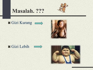 Masalah. ???
Gizi Kurang
Gizi Lebih
 