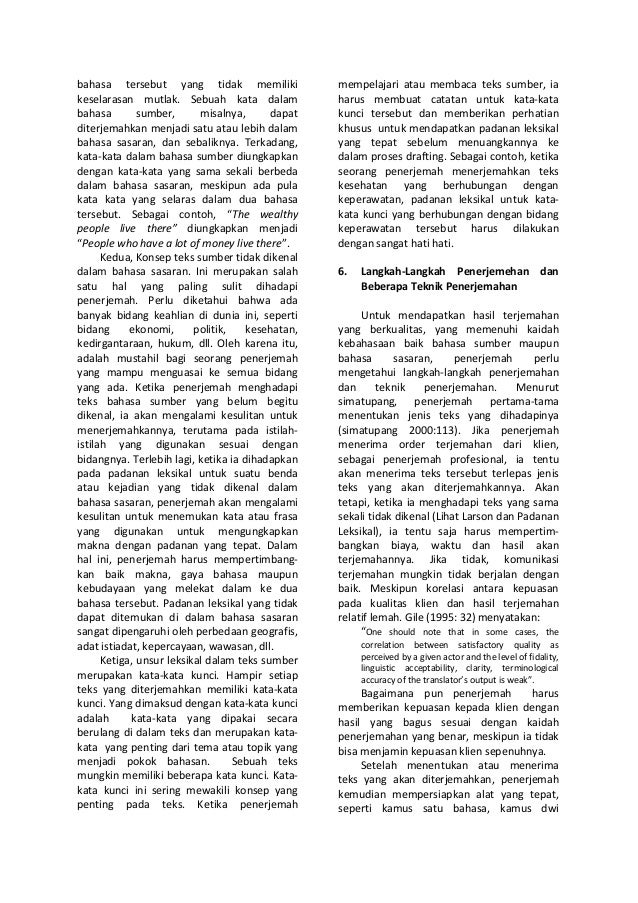 Permasalahan Padanan Kata Dan Beberapa Pendekatan Penerjemahan