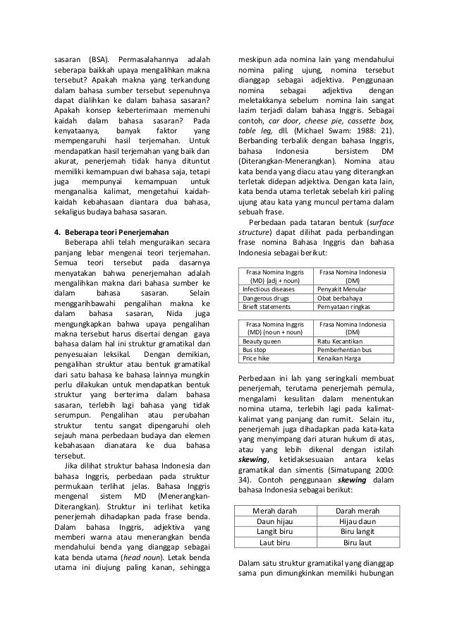 Permasalahan Padanan Kata Dan Beberapa Pendekatan Penerjemahan