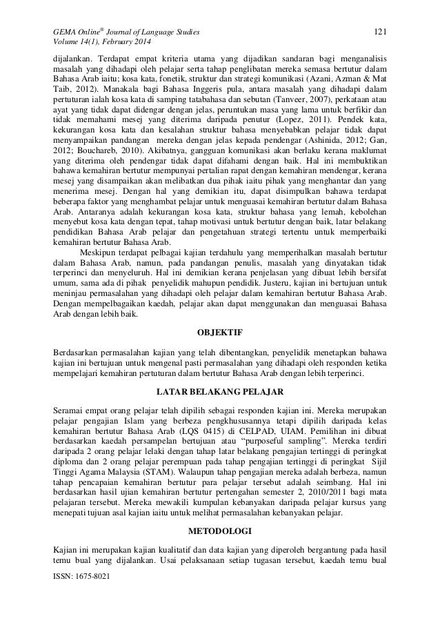 Permasalahan Pertuturan Bahasa Arab Sebafai Bahasa Kedua