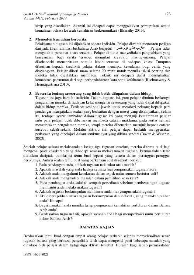 Permasalahan Pertuturan Bahasa Arab Sebafai Bahasa Kedua