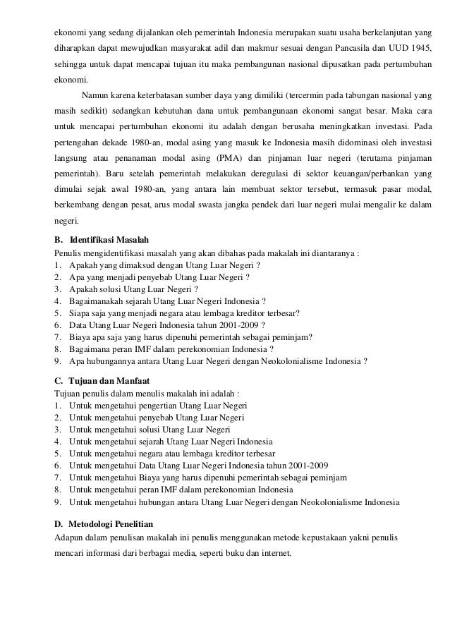 Makalah Permasalahan Utang Luar Negeri Indonesia