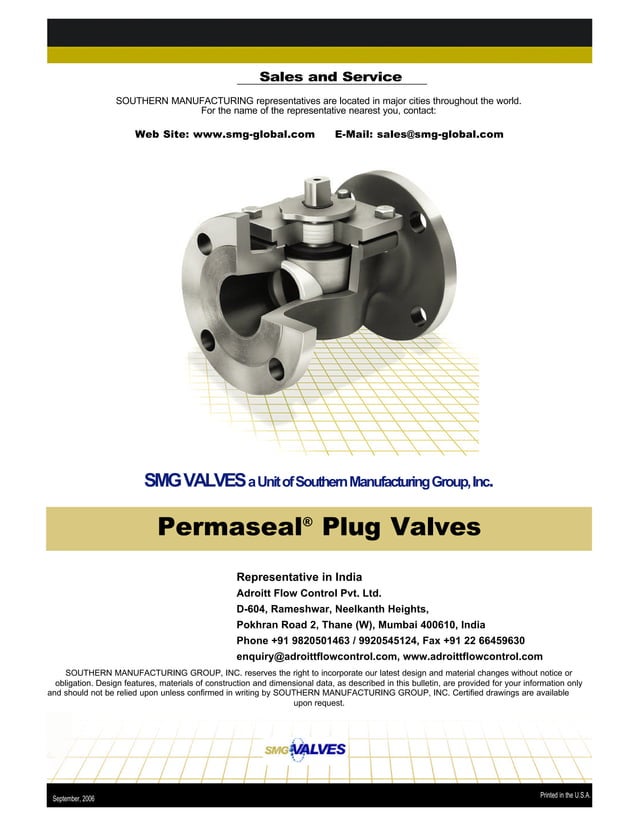 SMG Permaseal Non Lubricated Tapered Plug Valve