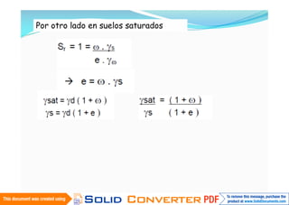 Por otro lado en suelos saturados
 