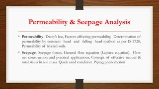 Permeability and Seepage Analysis of soil | PPTX